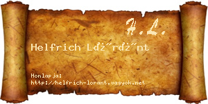 Helfrich Lóránt névjegykártya